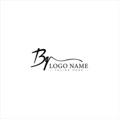 B Q BQ initial handwriting logo template. signature logo concept. Hand drawn Calligraphy lettering illustration.