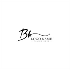 BH B H initial handwriting logo template. signature logo concept. Hand-drawn Calligraphy lettering illustration.
