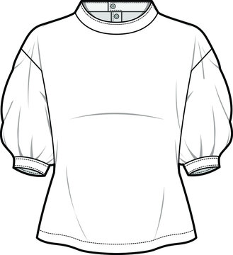 white puff sleeve top fashion design clip art preview