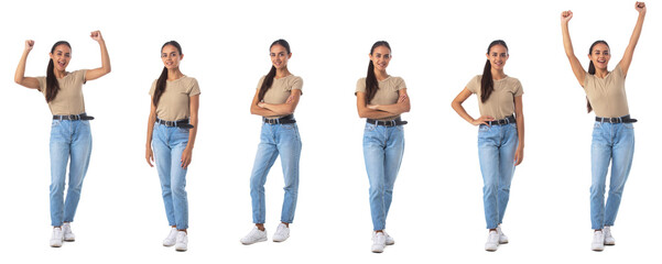 Full length portraits of young woman