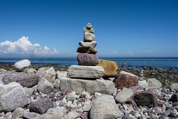 A stack of stones on a beach. Picture from the Baltic Sea island of Oland