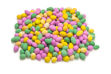 Group of colorful peanuts in glaze.