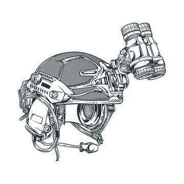 detailed soldier helmet drawing vector