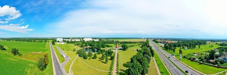 Fototapeta na wymiar Memorial complex Buinichskoe field in Mogilev. Belarus. View from above.