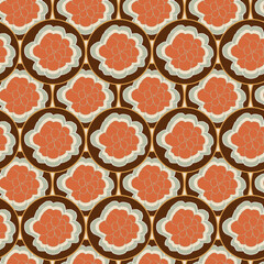 Vintage retro circles flower seamless vector pattern 
