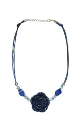 Necklace with pendant in the shape of blue rose