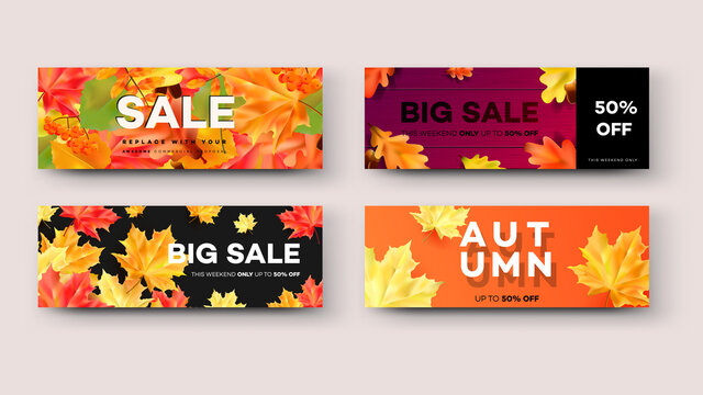 Autumn sale. Colorful vector banner.