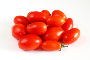 garden fresh red ripe cherry tomato in white background