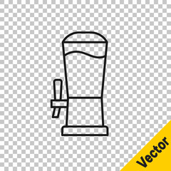 Black line Beer tap icon isolated on transparent background. Vector