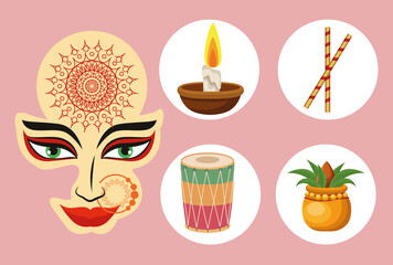 five happy navratri icons