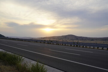 Sunset view on highway