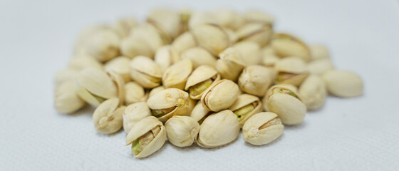 a slide of pistachio shells, close up