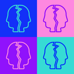 Pop art line Bipolar disorder icon isolated on color background. Vector
