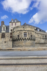 Fototapeta na wymiar Architectural detail of Castle of Dukes of Brittany (Chateau des ducs de Bretagne). Castle was residence of Dukes of Brittany between XIII and XIV centuries. Nantes, Loire-Atlantique, France.