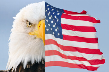 Bald Eagle and American Flag