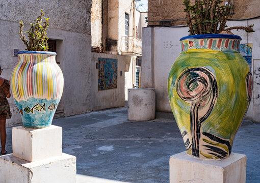view of the old town of Mazara del Vallo, Sicily, Italy. alleys and streets