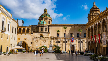 view of the old town of Mazara del Vallo, Sicily, Italy.central square