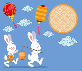 rabbits celebrating mid autumn