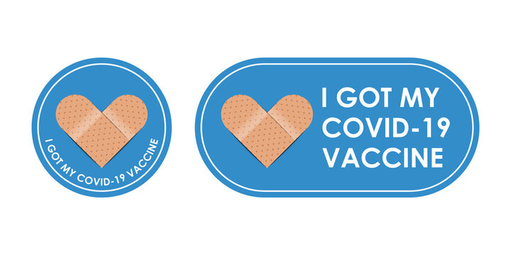 Vaccinated bandages icon with quote - I got covid 19 vaccine isolated on white background, vector illustration
