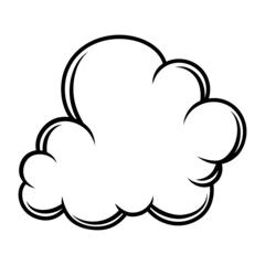 Illustration of cloud or smoke. Black and white stylized picture.