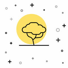Black line African tree icon isolated on white background. Baobab, acacia and other. Random dynamic shapes. Vector