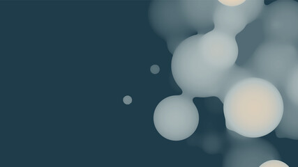 Abstract 3d fluid metaball shape with dark pastel balls. Synthwave liquid pastel organic droplets with gradient color.