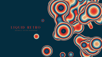 Liquid retro 3D metaball, with organic structure. Abstract vector colorful background. Fluid futurisctic shapes.