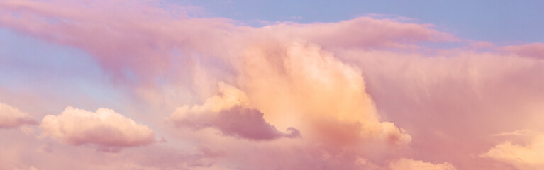 Obraz premium Amazing Natural Bright Dramatic Sky In Different Colours In Sunset Sunrise Time. Colorful Sky Background. Beauty In Nature. Panorama. Panoramic View