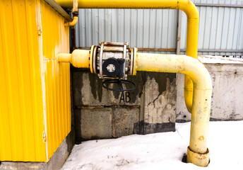 valve on the gas pipe. Providing with natural gas population. Station of transfer and adjustment of pressure of gas.