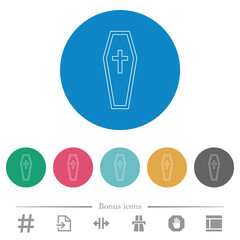 Coffin outline flat round icons