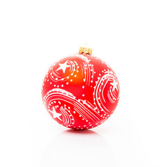 Christmas tree red ball isolated on white background
