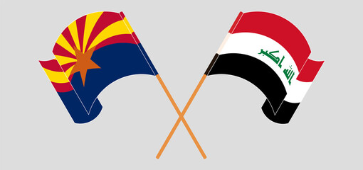 Crossed and waving flags of the State of Arizona and Iraq