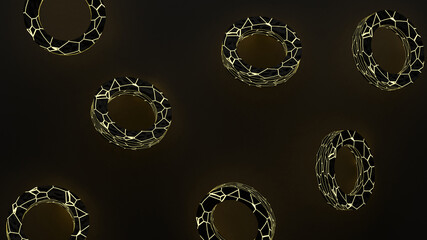 Cracked patterned rings in black space