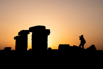 The silhoutte of the Blaundus Ancient City, Usak, Turkey