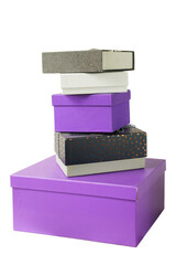 Stack of gift boxes isolated on white background