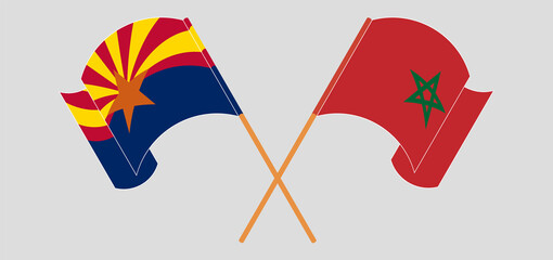 Crossed and waving flags of the State of Arizona and Morocco