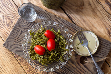 Tsitsiravla (Pistacia terebinthus) the appetizer - symbol of city Volos and Pelio (Greece) close-up