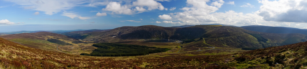 Moody Ireland nature.. Tonelagee hill view from the top. Amazing mountainous landscape in Wicklow, Ireland.