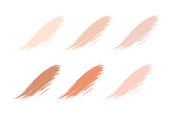 Shades Of Foundation .Brush strokes on a white background .Cosmetic stain banner .Vector.