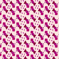Pink geometric pattern with shapes, lines, and splash