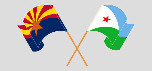 Crossed and waving flags of the State of Arizona and Djibouti
