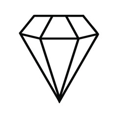 Line art illustration of diamond crystal gemstone. Vector illustration isolated on white.