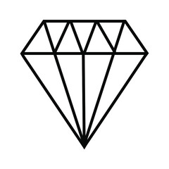 Line art illustration of diamond crystal gemstone. Vector illustration isolated on white.