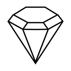 Line art illustration of diamond crystal gemstone. Vector illustration isolated on white.