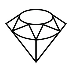 Line art illustration of diamond crystal gemstone. Vector illustration isolated on white.