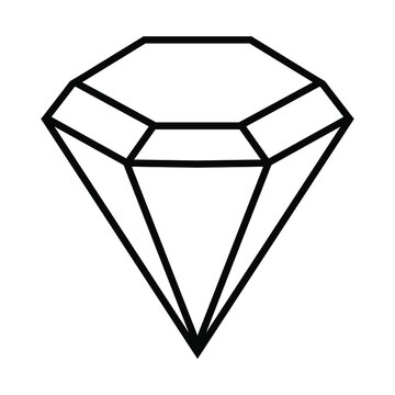 Line art illustration of diamond crystal gemstone. Vector illustration isolated on white.