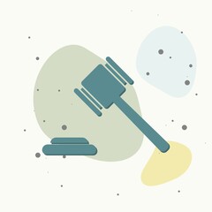 Vector image of a judge gavel court hammer. Vector icon of a hammer of justice. Auction Vector illustration on multicolored background.