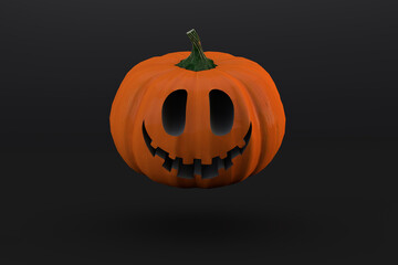 Halloween pumpkins with black background 3d render