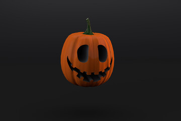 3d halloween pumpkin on black background