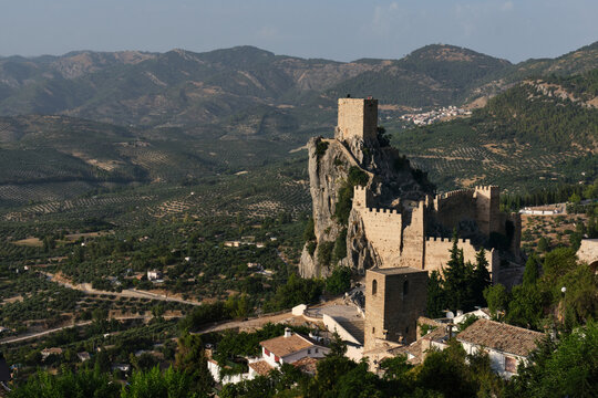 Ruins of the old castle in La Iruela on a rock, located in the foothills of the Sierra de Cazorla and overlooking the Guadalquivir valley, Jaen province, Andalusia, Spain